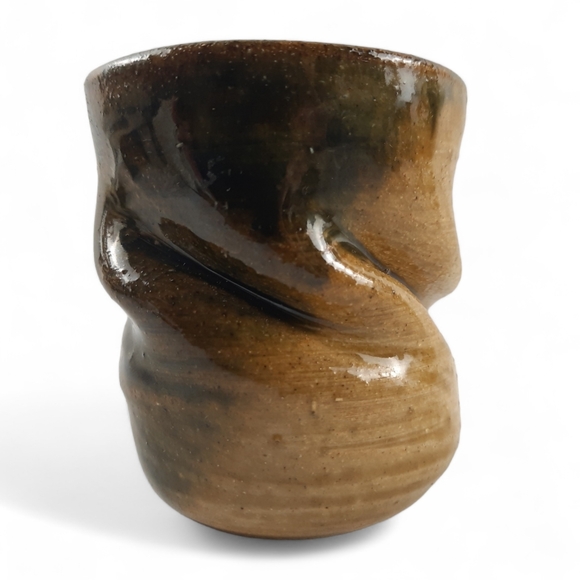 Abstract Sculptural Stoneware Studio Pottery Hand Thrown Glazed Vase Mug Vessel - Picture 5 of 10